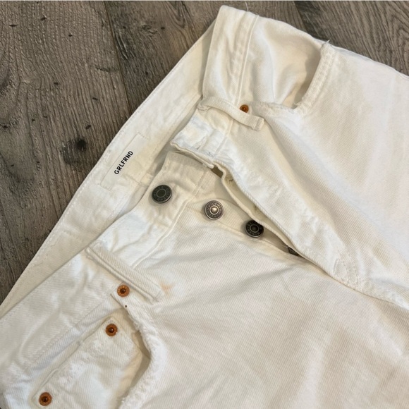 GRLFRND Tatum Button Fly Mid Rise Raw Hem White Denim Ankle Jeans- Size 26 - Picture 7 of 16